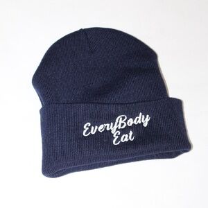 Everybody Eats Navy Blue knit beanie.